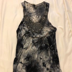 Tie Dye Navy Blue Sleeveless Tunic Top